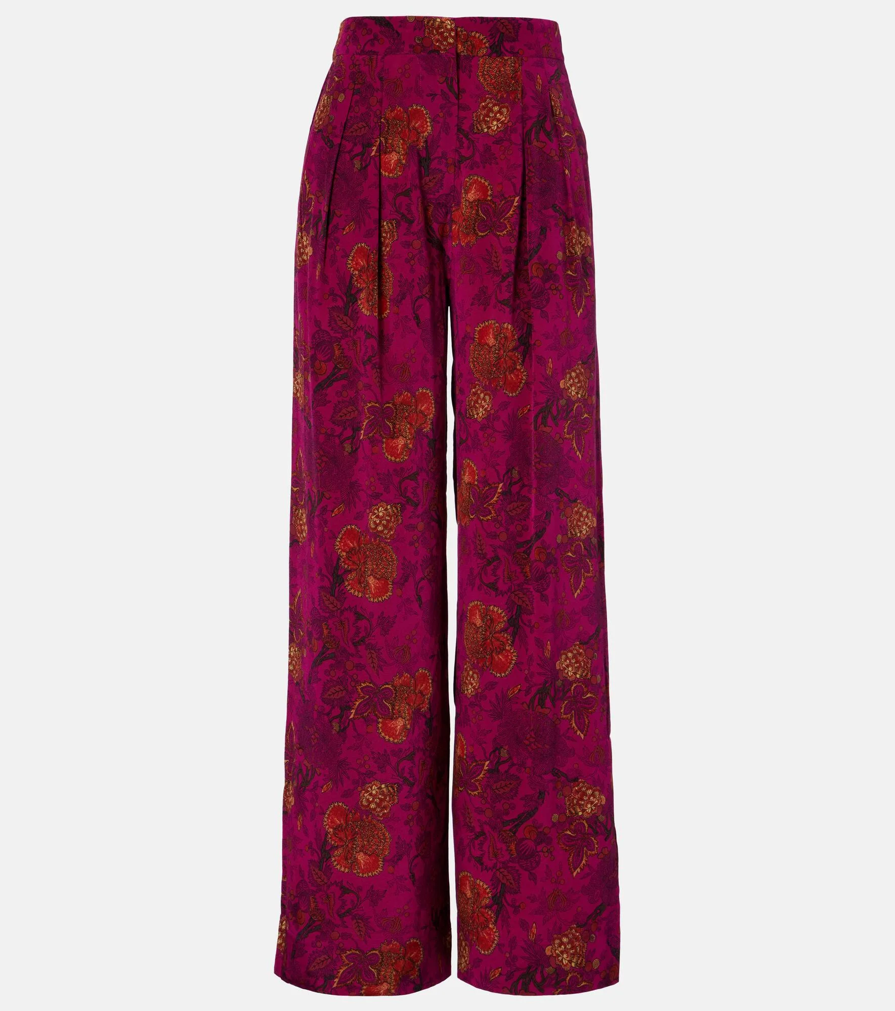 Aviva silk crêpe de chine wide-leg pants - 1