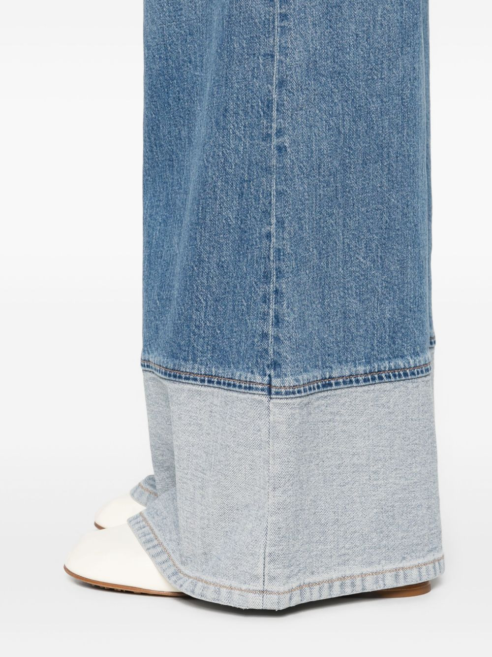 wide-leg contrast-cuff jeans - 5