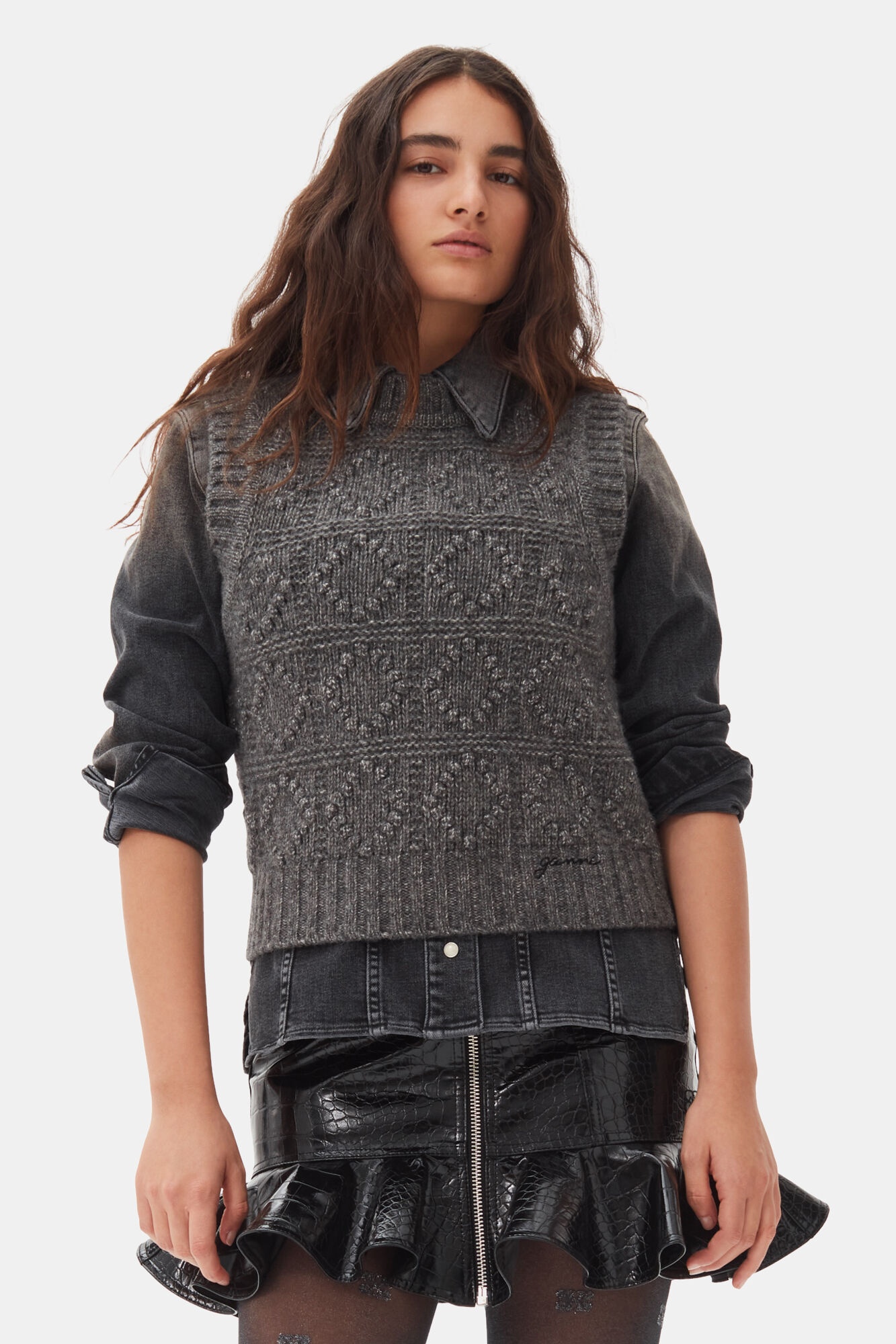 GREY KNIT VEST - 2