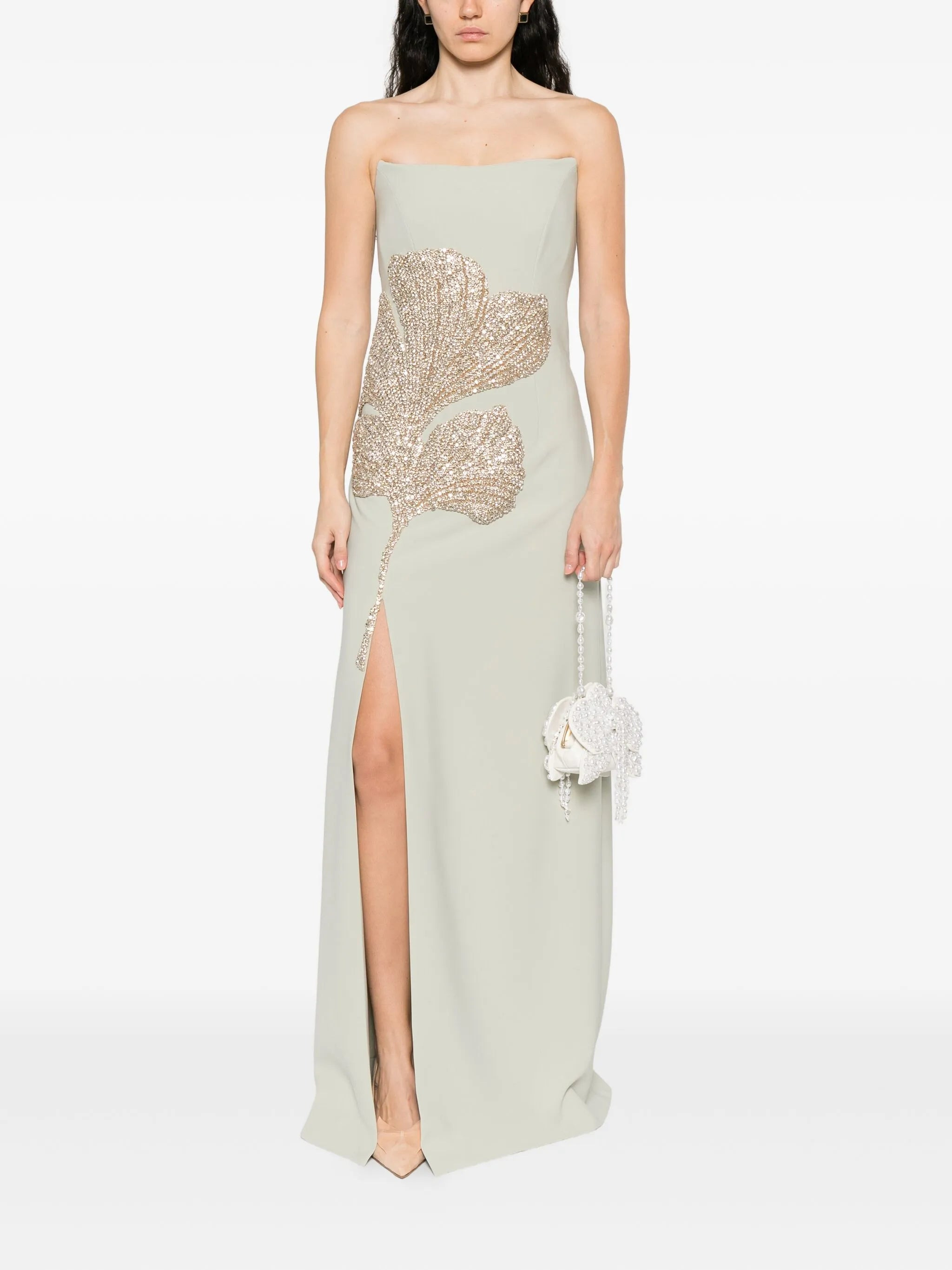 Costarellos Leaf-embellished Slit-detail Maxi Dress - 5