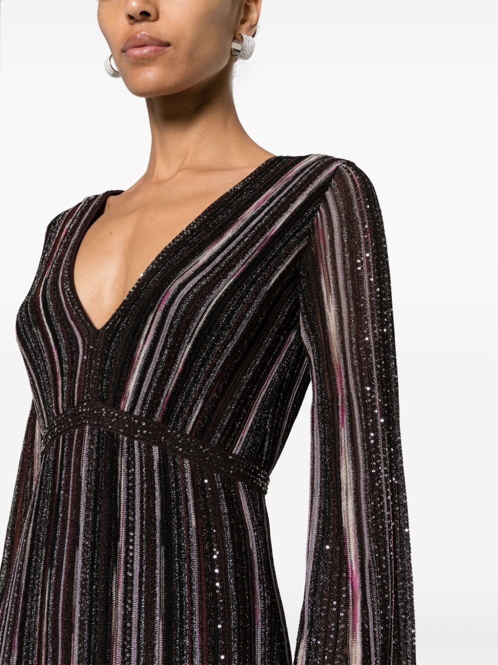 sequinned striped maxi dress - 5