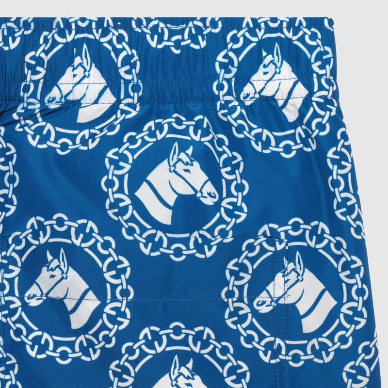 Nylon equestrian print swim shorts 4