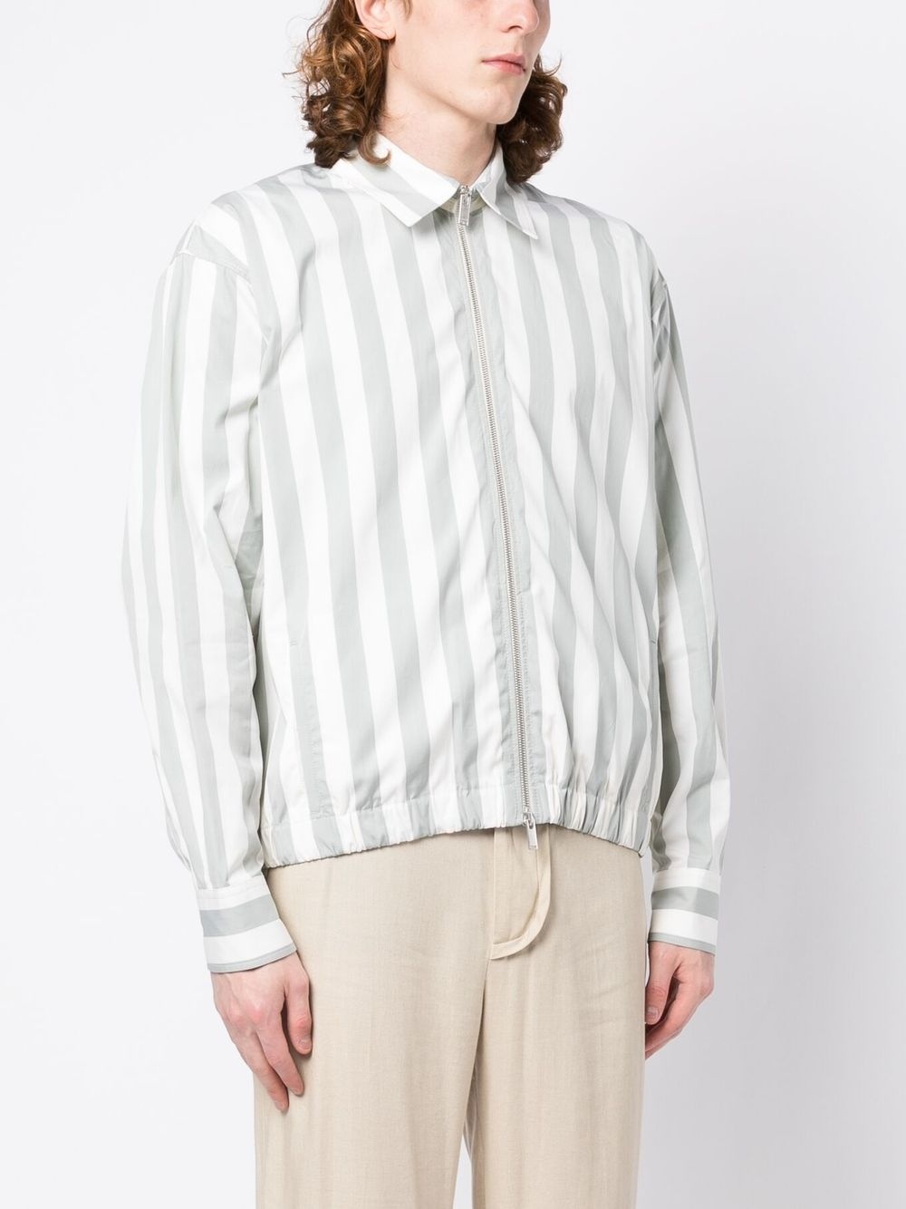 striped zip-up jacket - 3