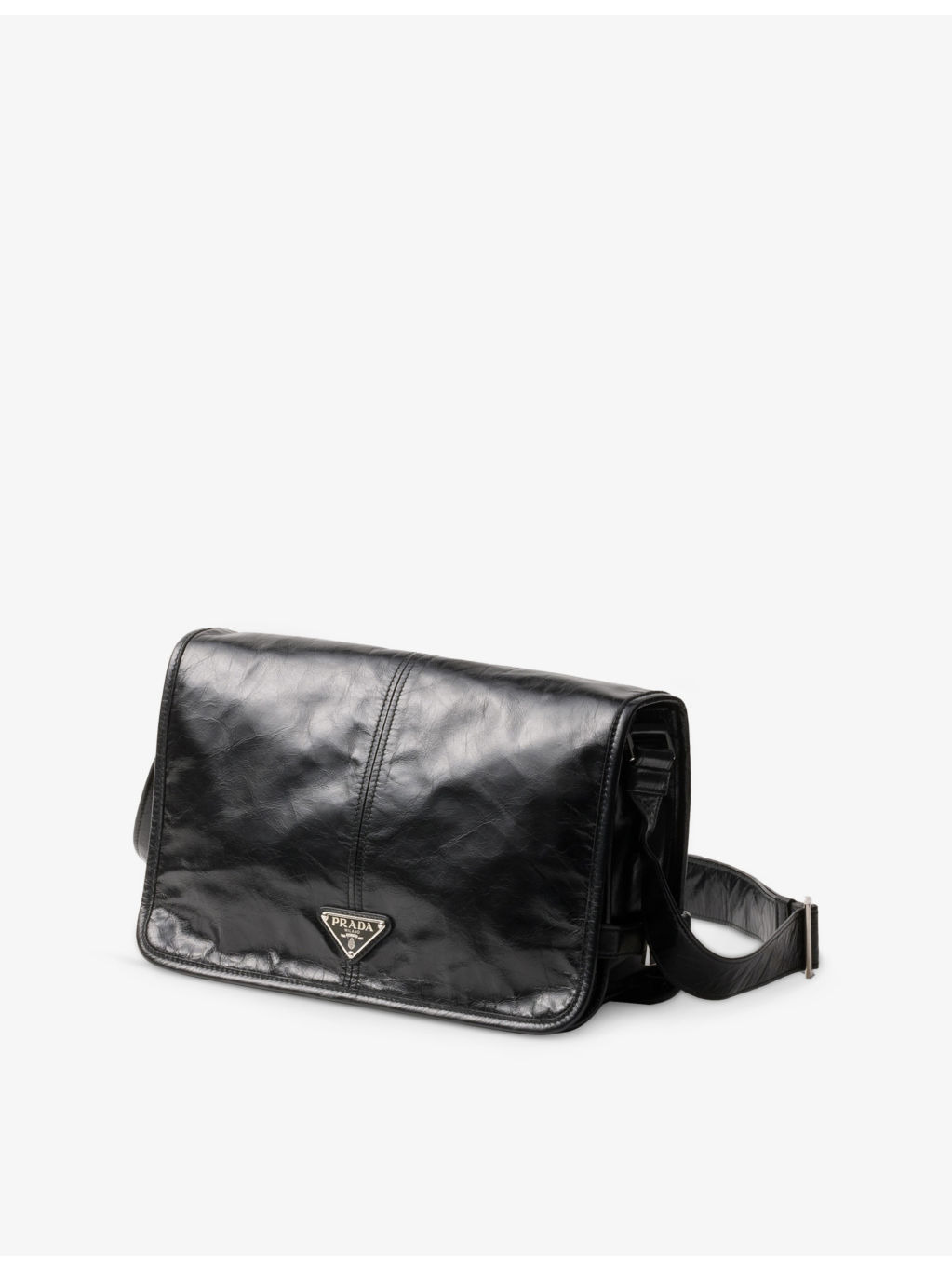 Branded-Plaque Patent-Leather Shoulder Bag - 3