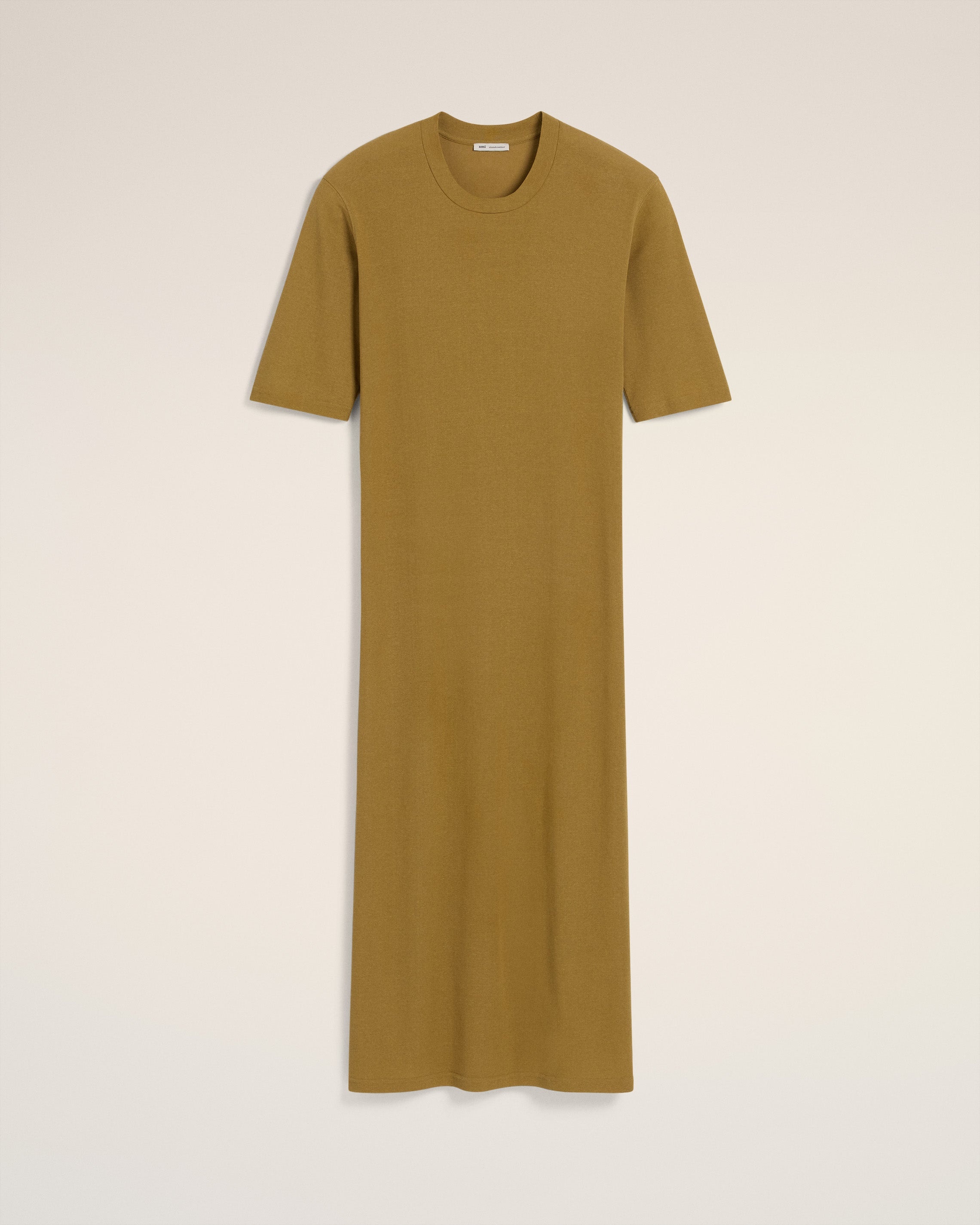 MUSTARD COTTON SHORT SLEEVE MIDI DRESS - 2