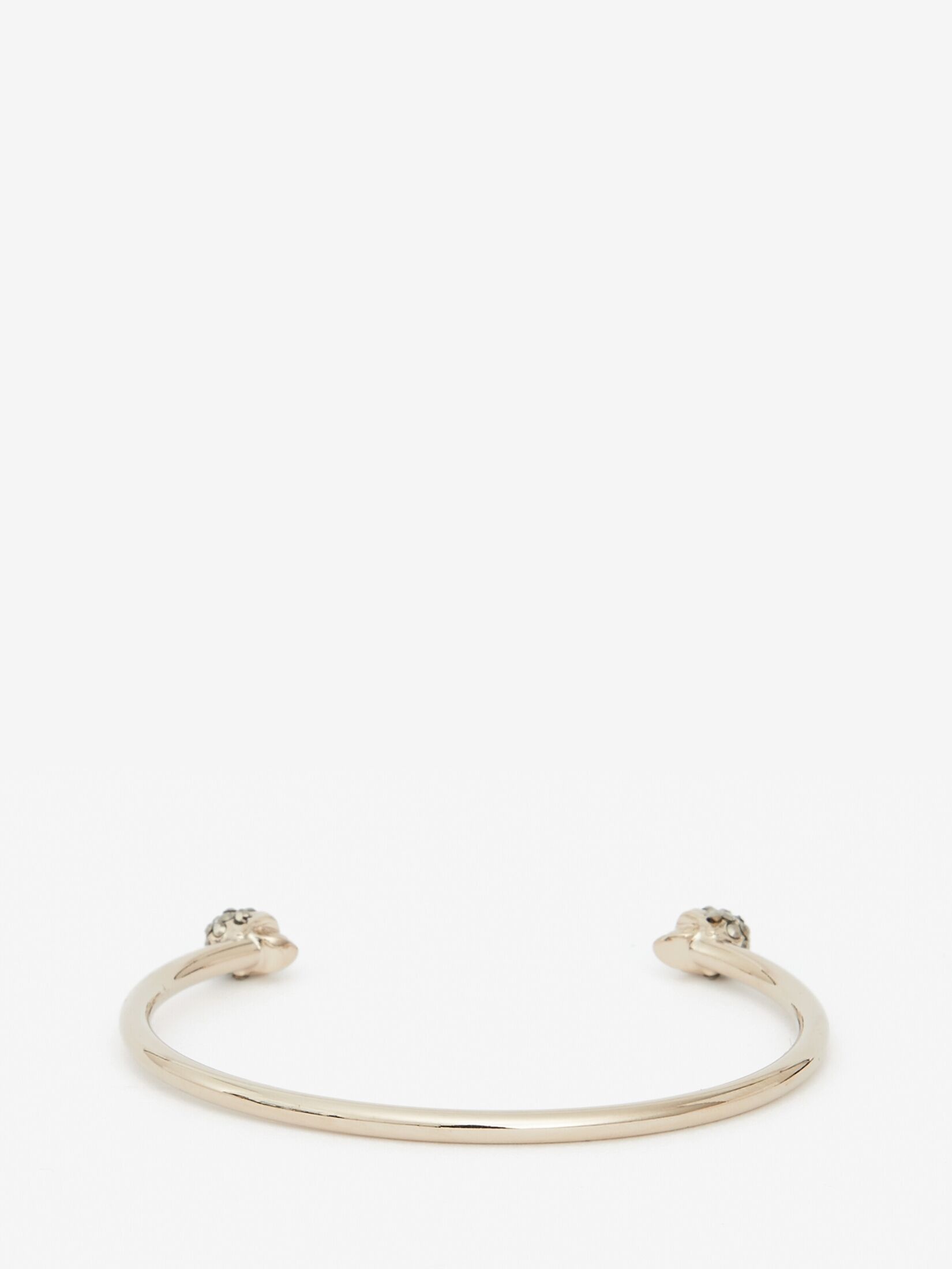 Women's Thin Jeweled Twin Skull Bracelet in Light Gold - 2