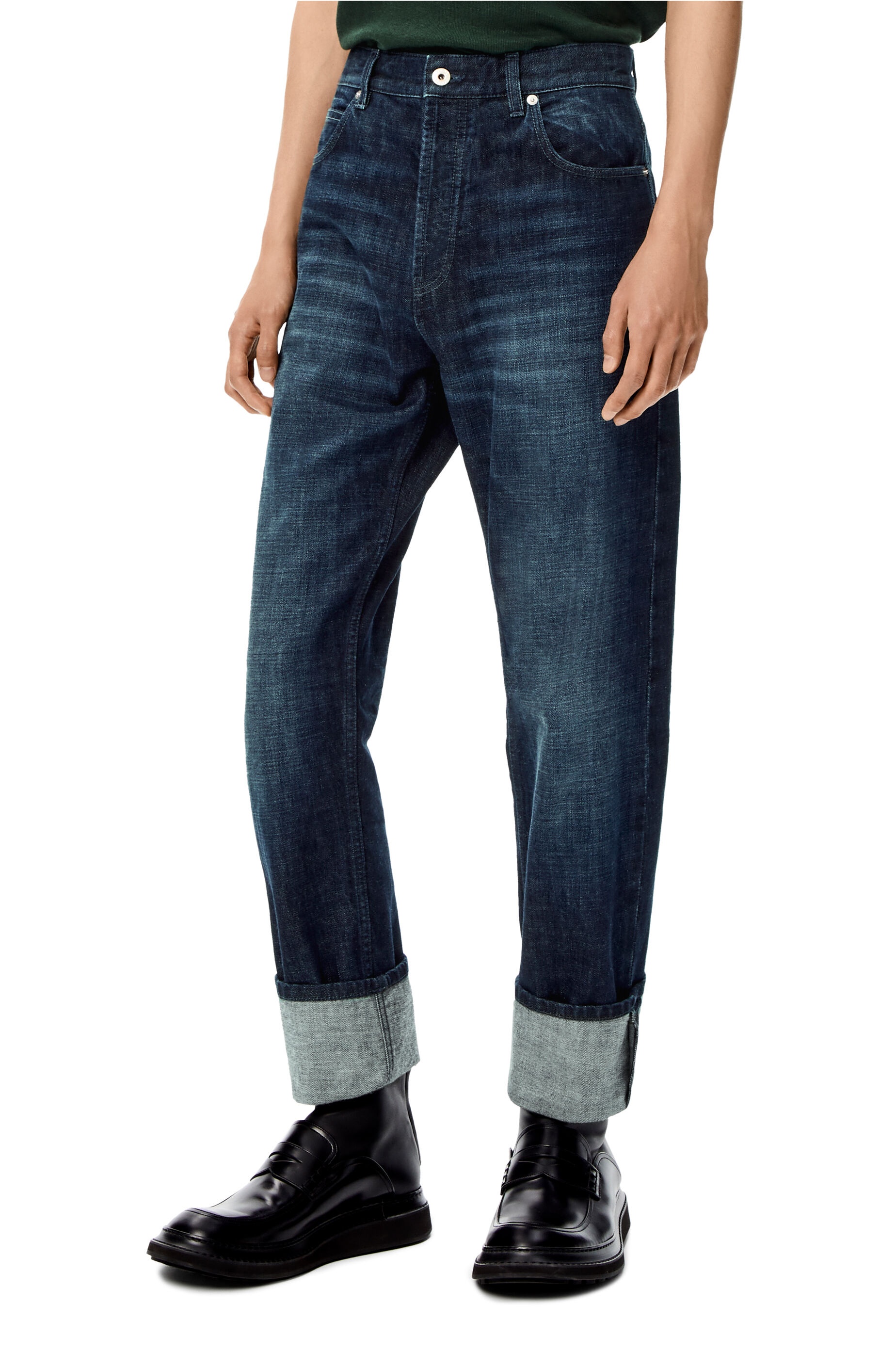 Tapered vintage wash jeans in cotton - 3
