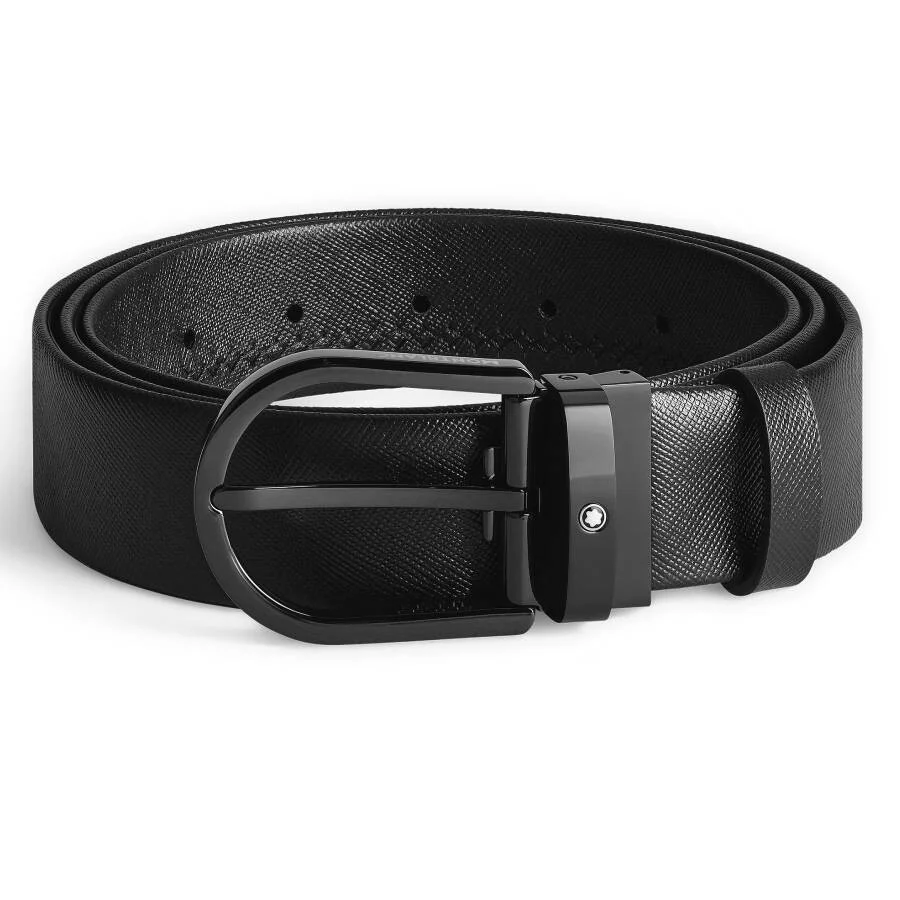 Montblanc Horseshoe Buckle Leather Belt – Black, 35mm - 1