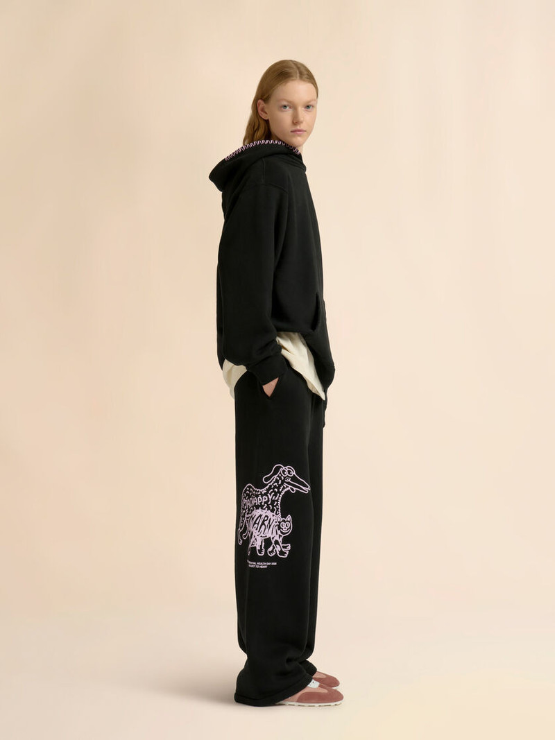 MARNI + MADHAPPY BLACK COTTON HOODIE WITH ANIMAL PRINT 6