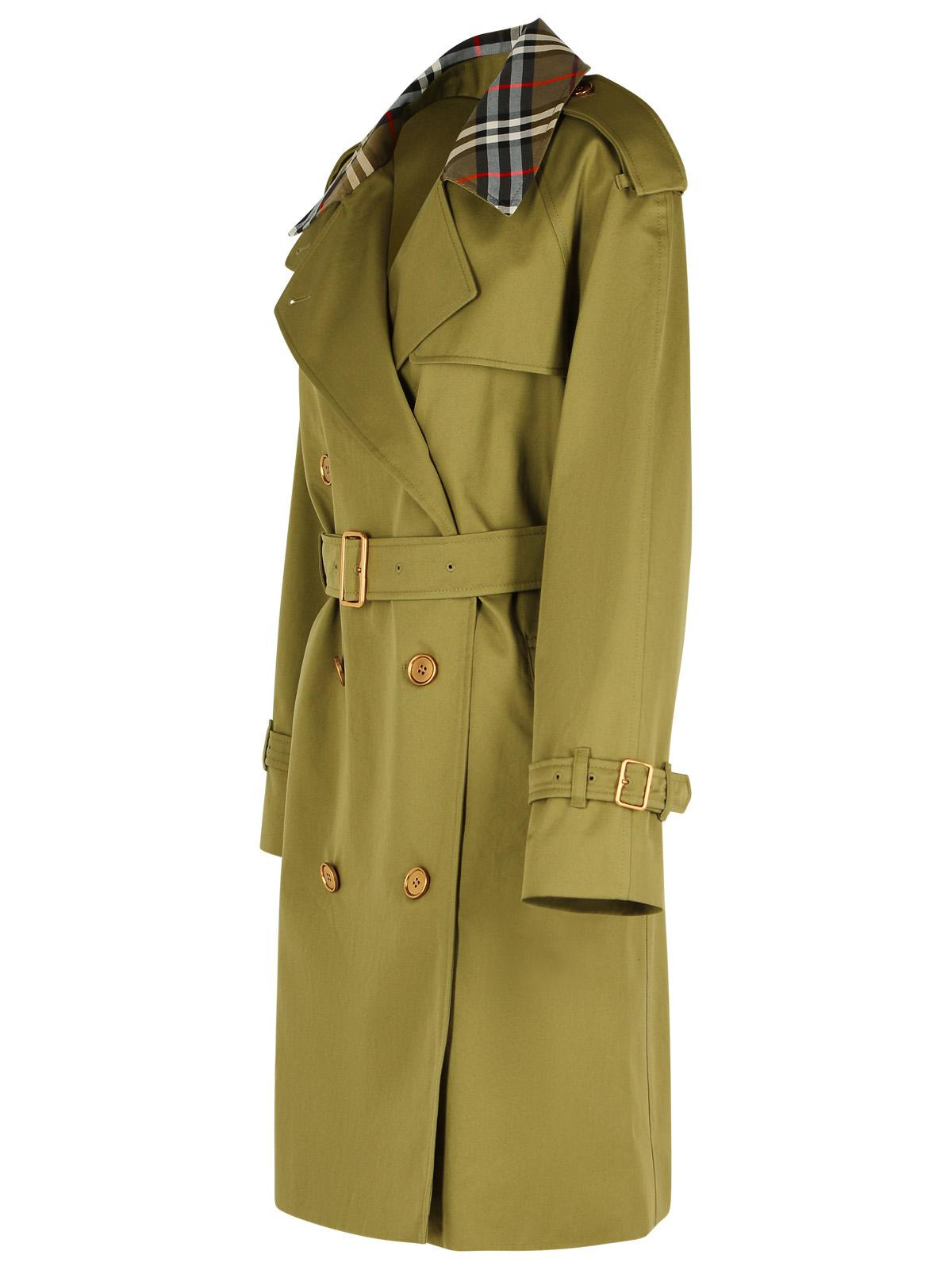 Burberry Short Green Cotton 'Castleford' Trench Coat Women - 2