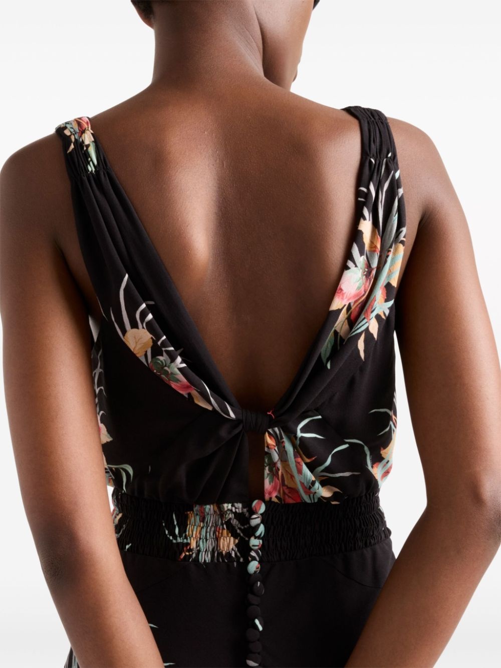 floral-jacquard midi dress - 5