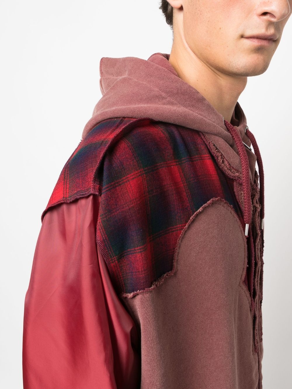 check-print wool hoodie - 5