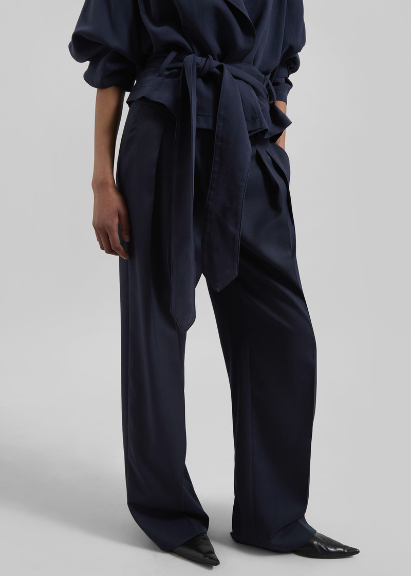 Daytona Pleated Trousers - Navy 7