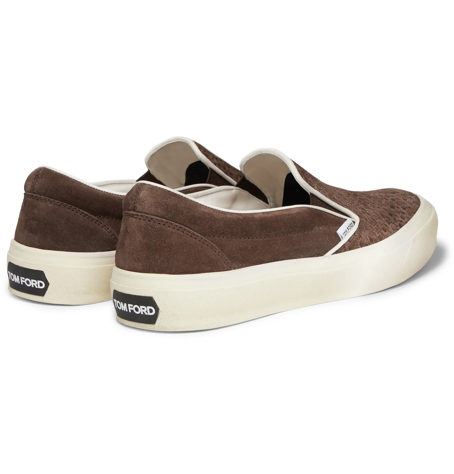 Cambridge Leather-Trimmed Woven Suede Slip-On Sneakers - 6