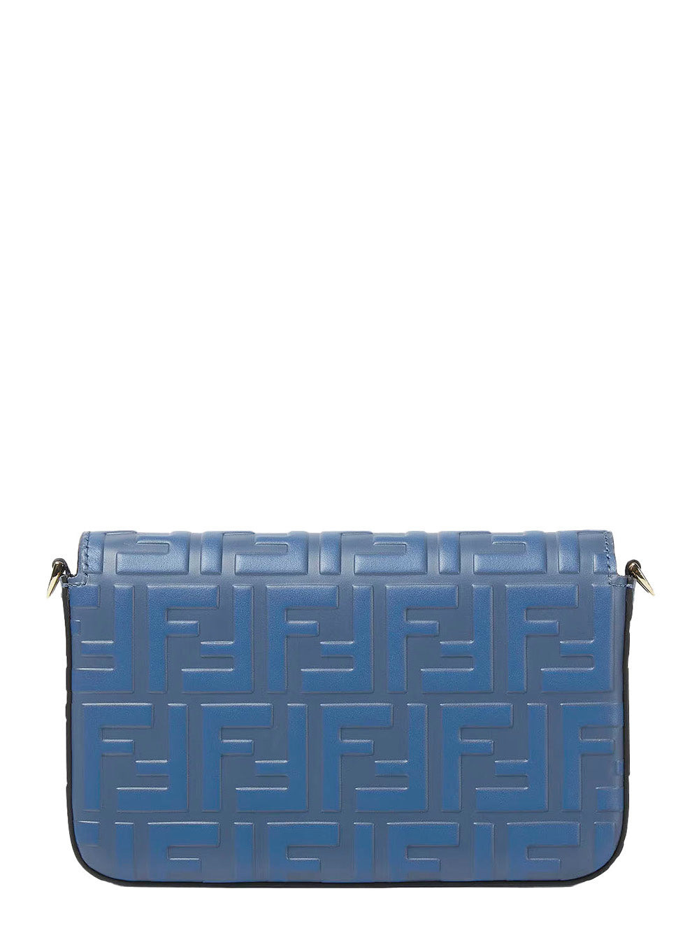 Fendi Women Blue Mini Bag With Chain-Link Shoulder Strap And All-Over Ff Embossed Motif In Leather W - 3