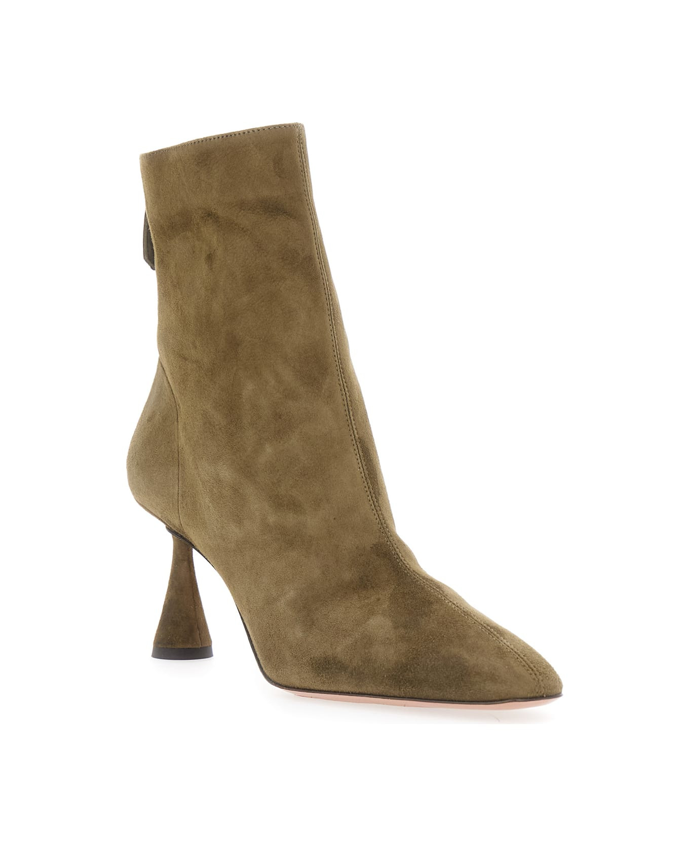 'amore' Green Ankle Boots With Zip Closure And High Sculpted Heel In Suede Woman - 2