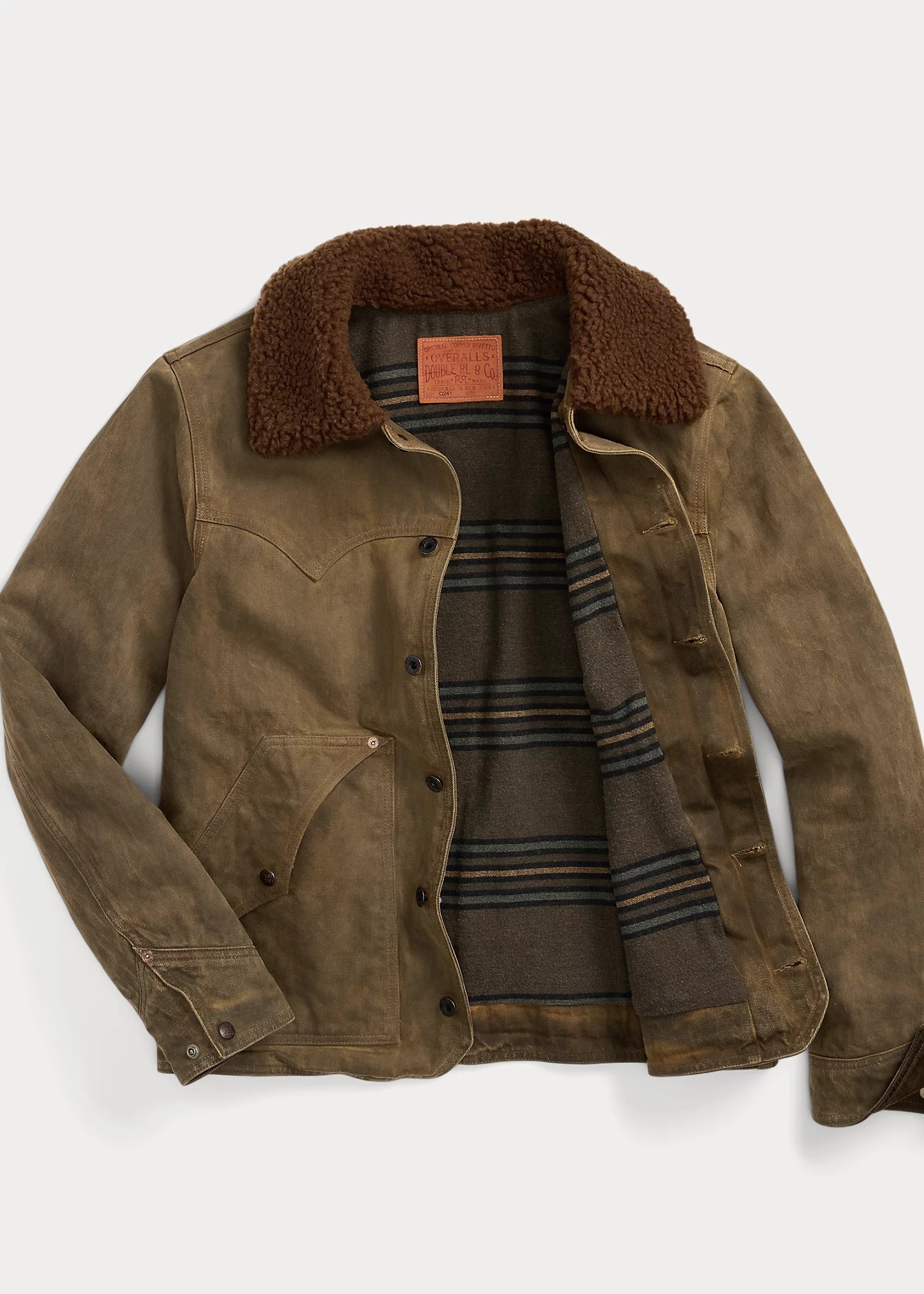 Fleece-Collar Brown Denim Jacket - 3