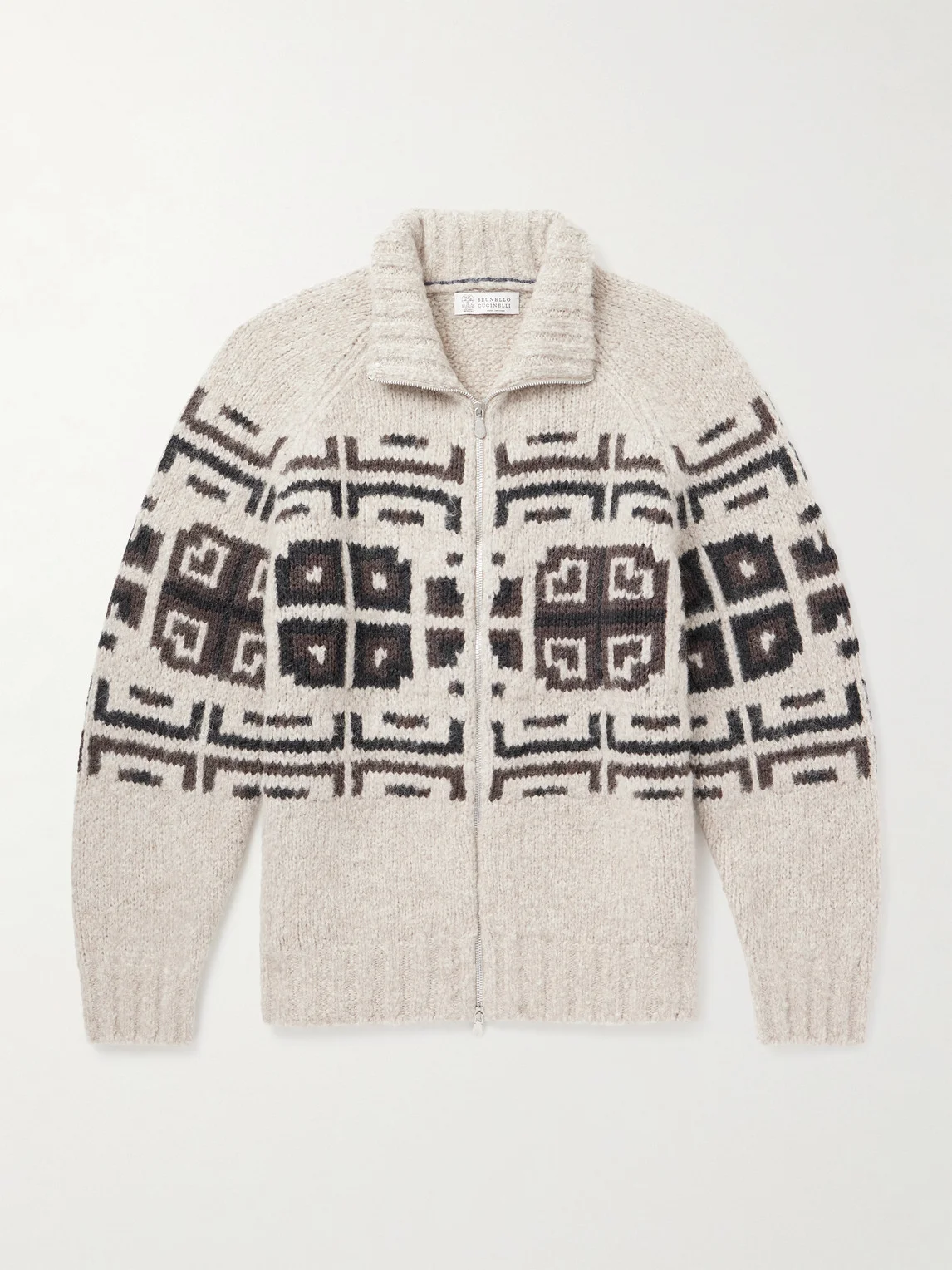 Intarsia-Knit Alpaca-Blend Cardigan - 1