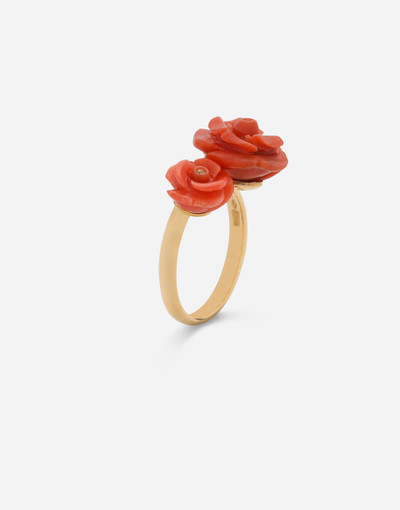 Dolce & Gabbana Coral ring in yellow 18kt gold with coral rose outlook
