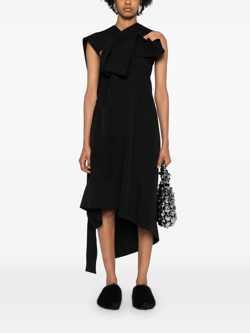Yohji Yamamoto asymmetric wool midi dress outlook