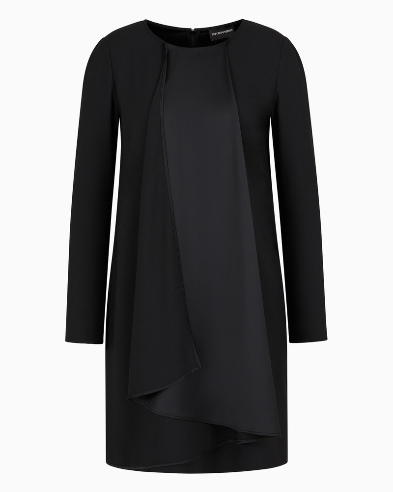 Satin crêpe tunic dress with oversized ruffle 1