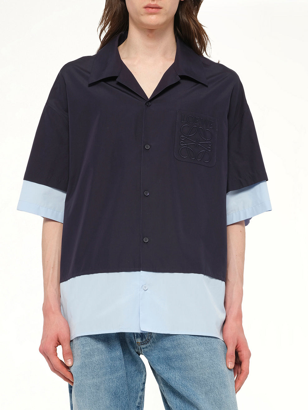 Short Sleeve Shirt in Dark Navy/Light Blue - 6