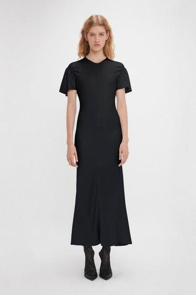 Victoria Beckham Gathered Sleeve Midi Dress In Black outlook