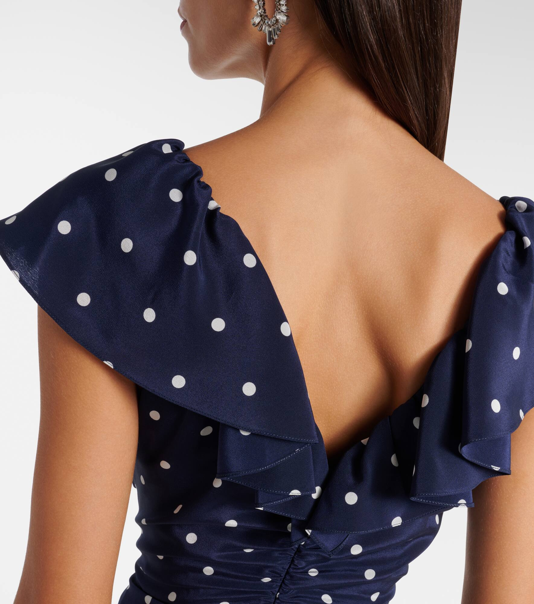 Polka-dot ruffled silk midi dress - 7