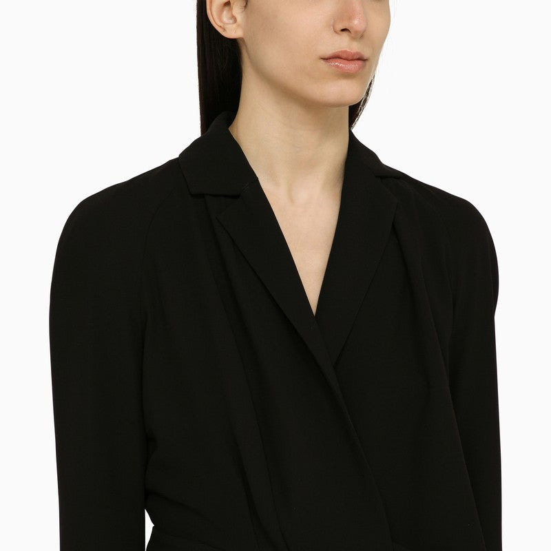 Dries Van Noten Black Wool-Blend Dress With Drape Women - 3
