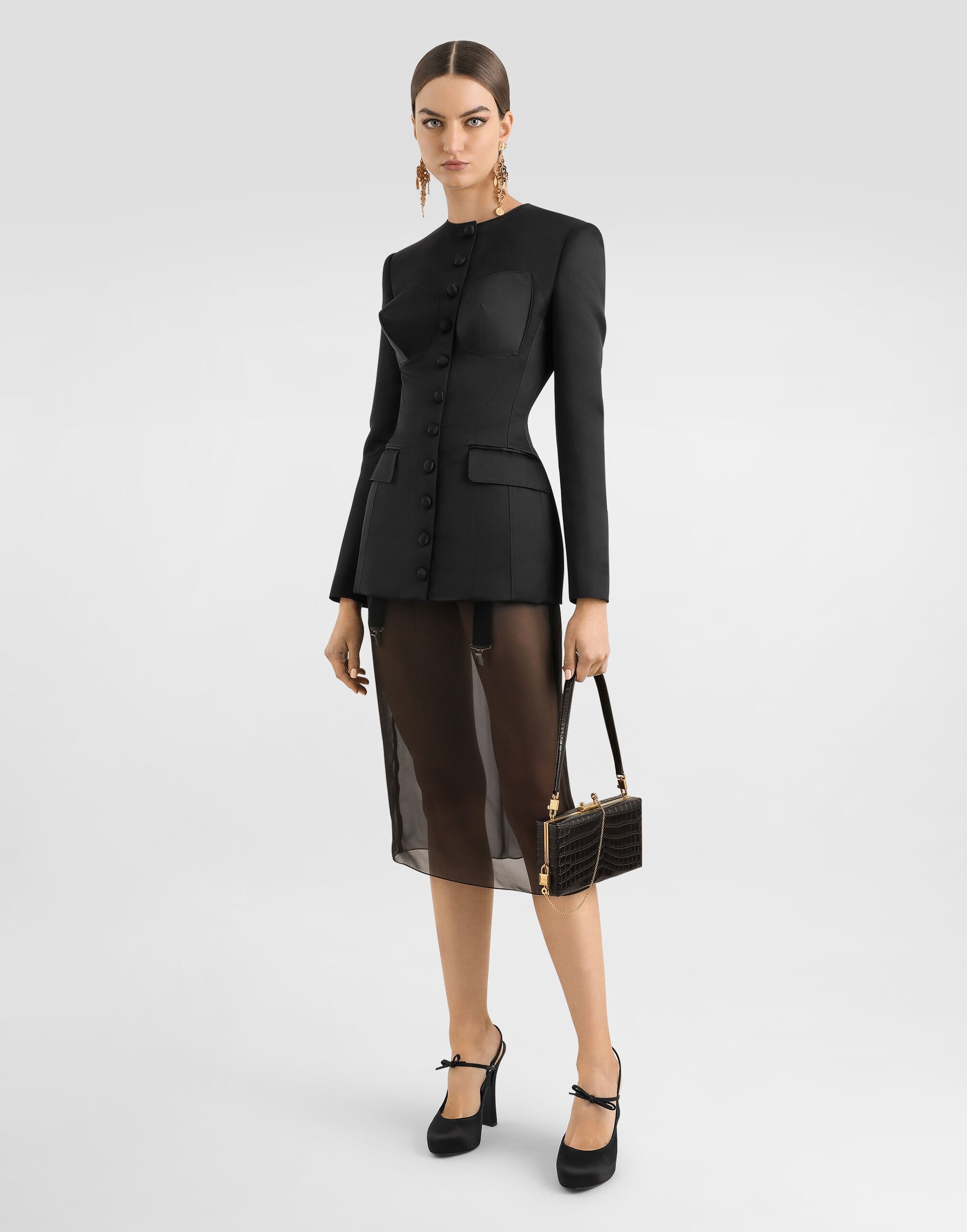 Single-breasted duchess jacket with conical cups - 2
