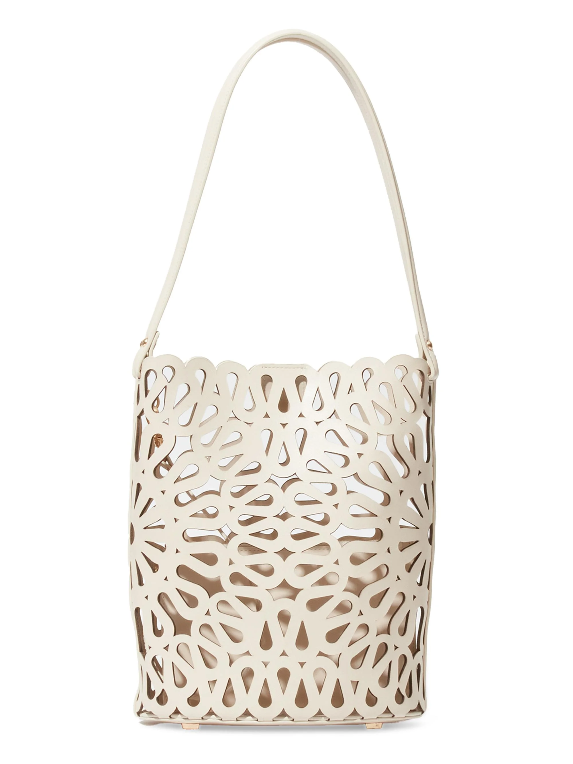 Women's McCall Laser-Cut Leather Bucket Bag - Cream - 1