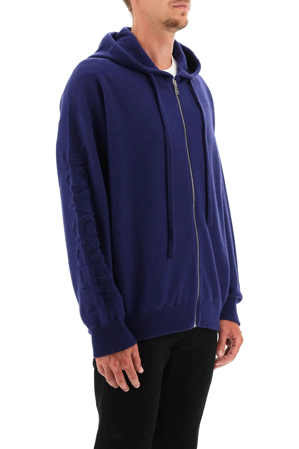 HOODED SWEATER WITH TEXTURED-EFFECT MEDUSA - 3