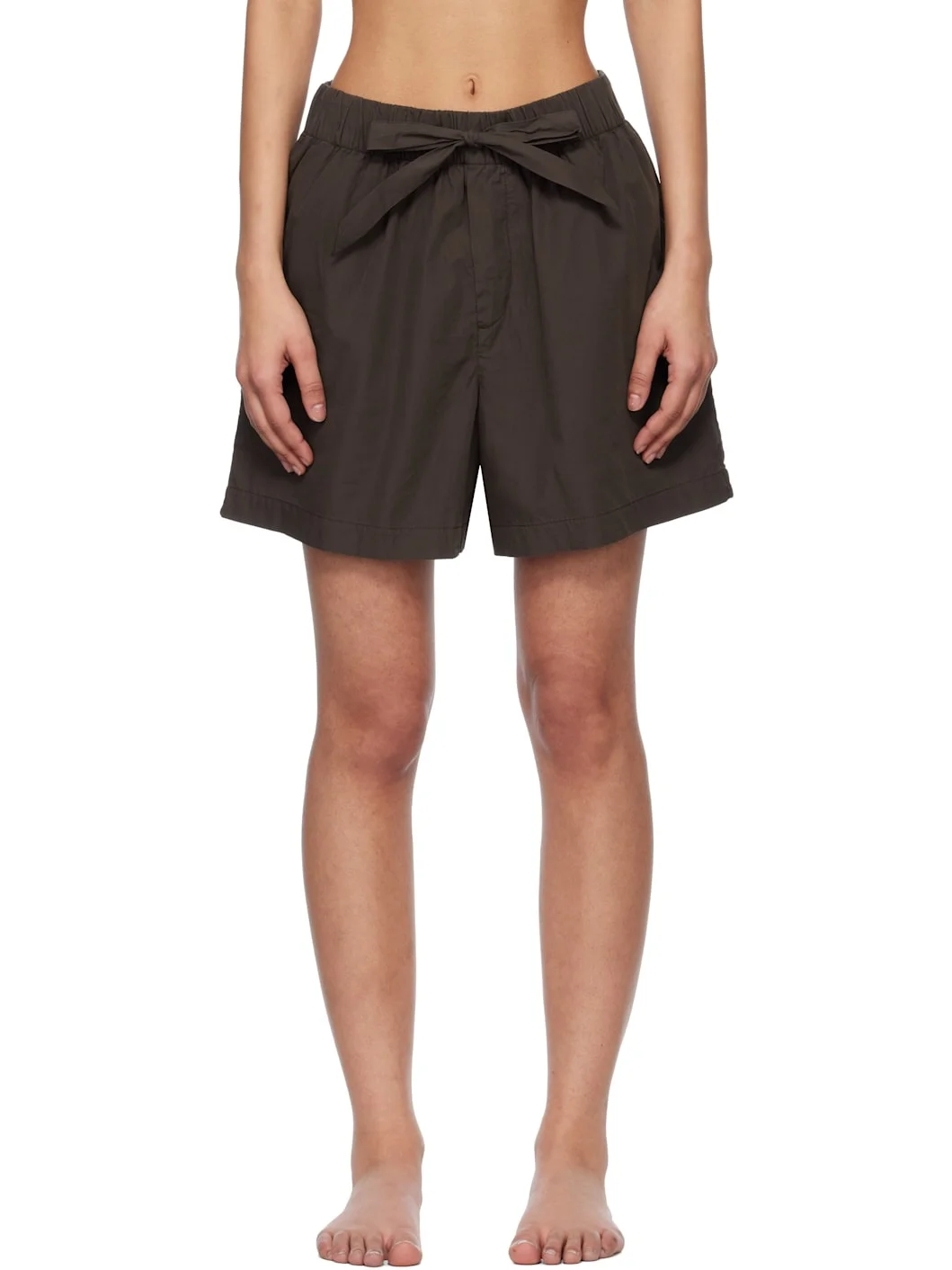 Brown Poplin Pyjama Shorts - 1