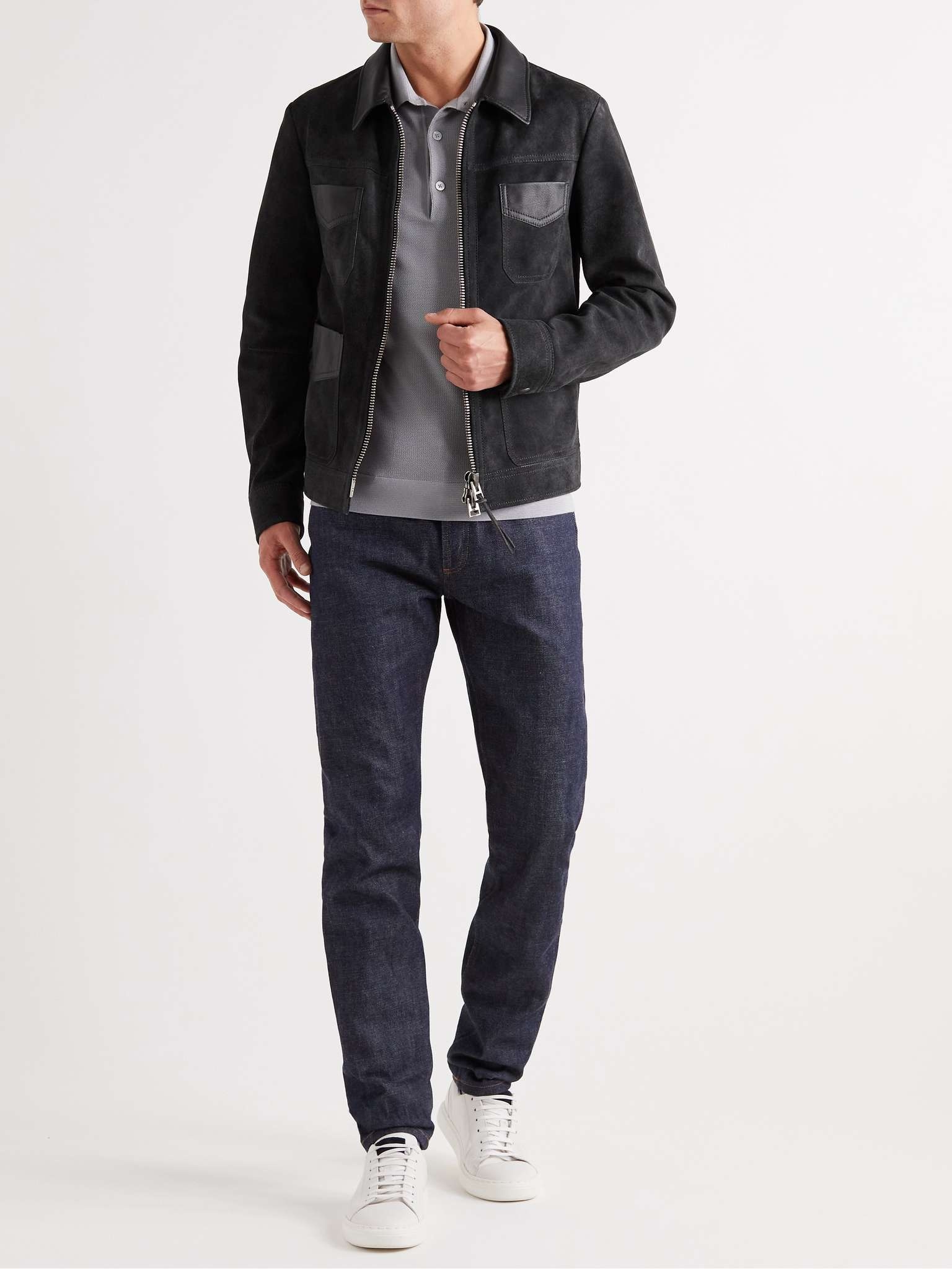 Slim-Fit Leather-Trimmed Suede Field Jacket - 2