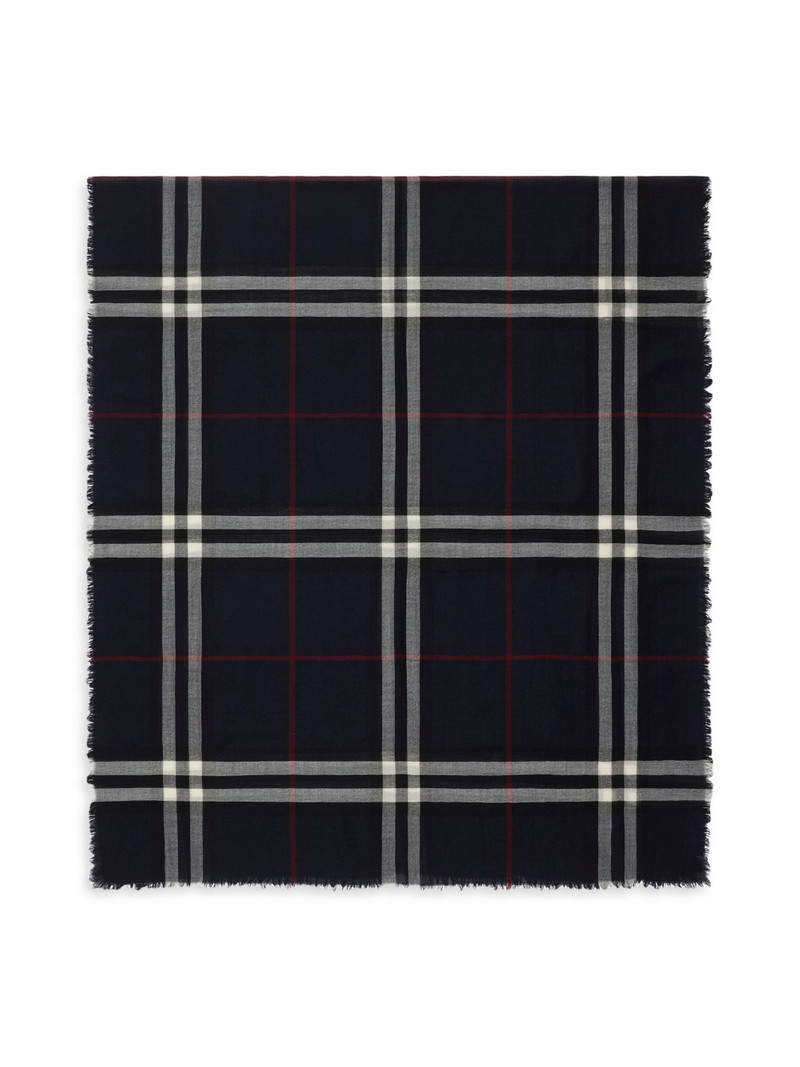Men's Check Wool Scarf - Ink 1