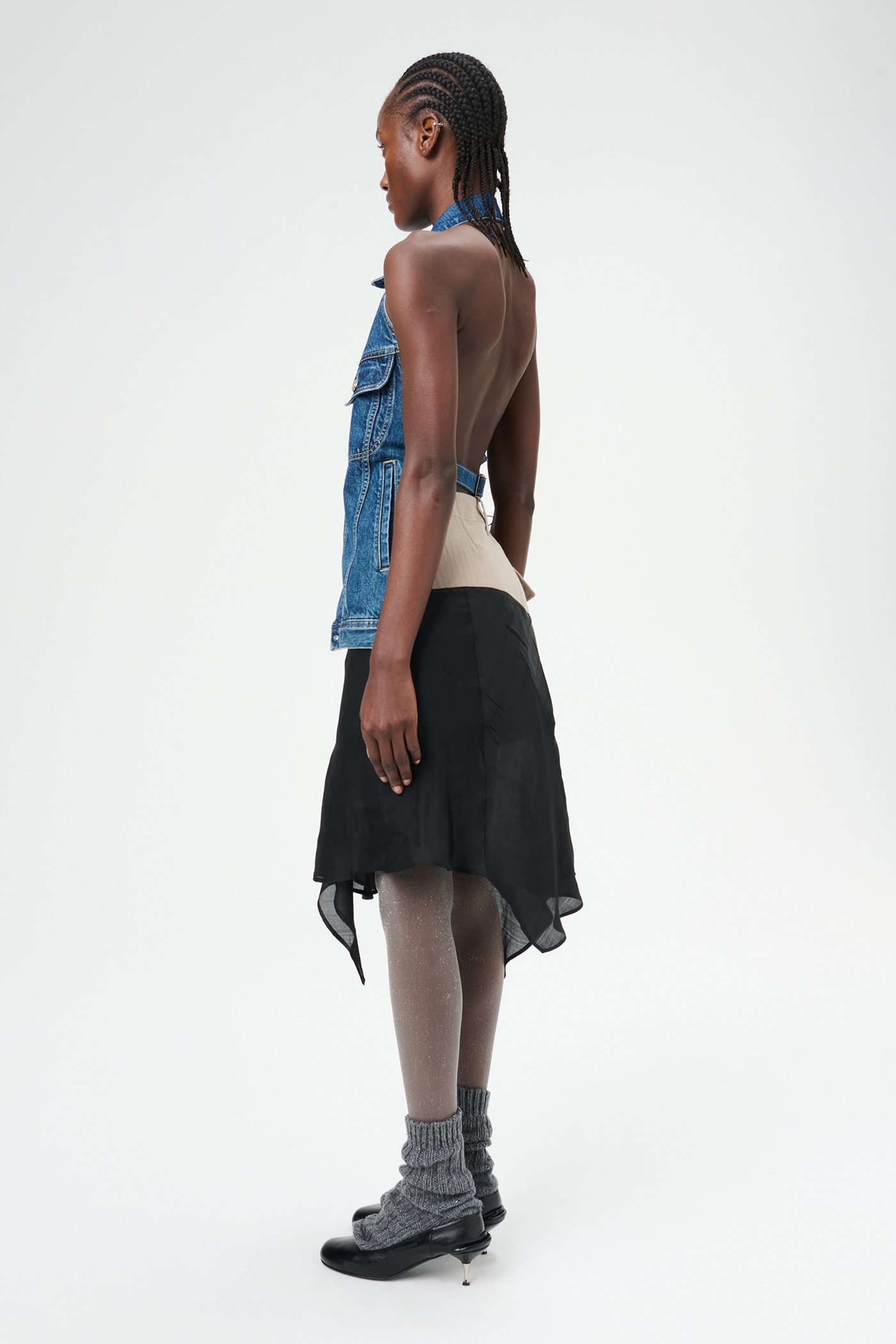 Strap Denim Vest Western Blue Denim - 5