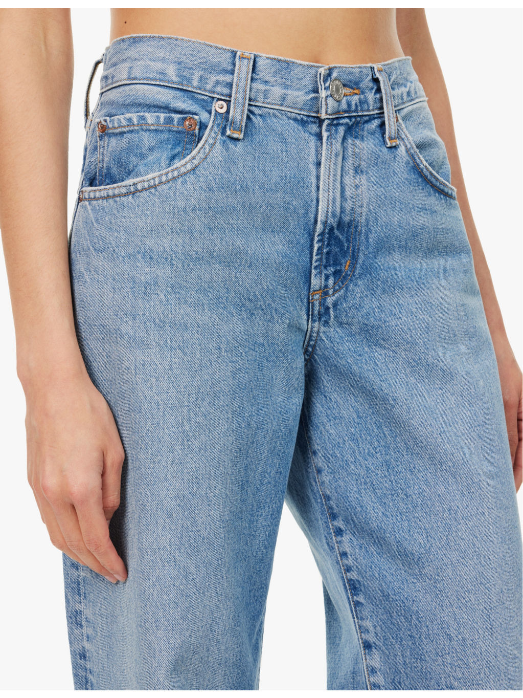 Clara faded-wash wide-leg high-rise organic-denim jeans - 5