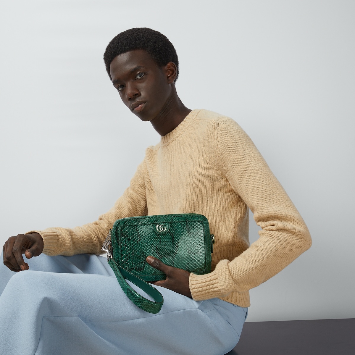 Python crossbody bag with Double G - 3