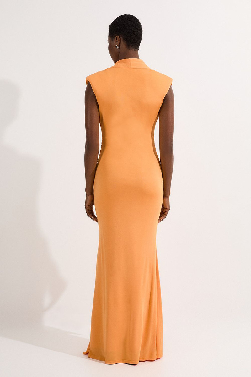 Plunge Ruched Twist Jersey Maxi Dress 5
