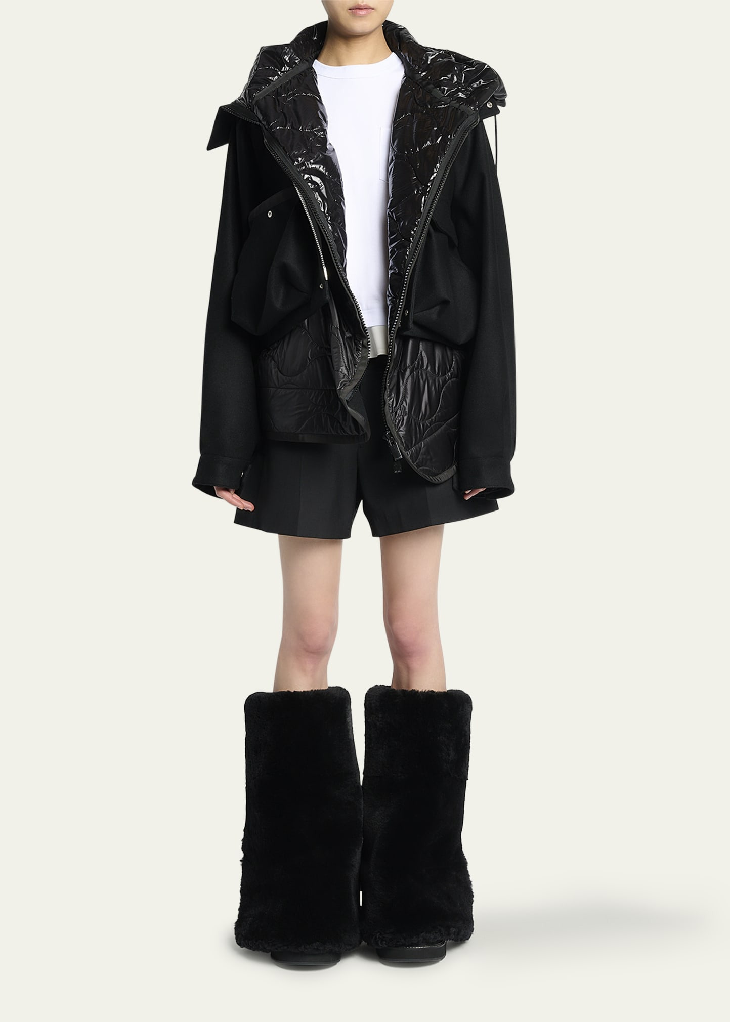 Layered Wool & Quilted Nylon Cargo Jacket - 2