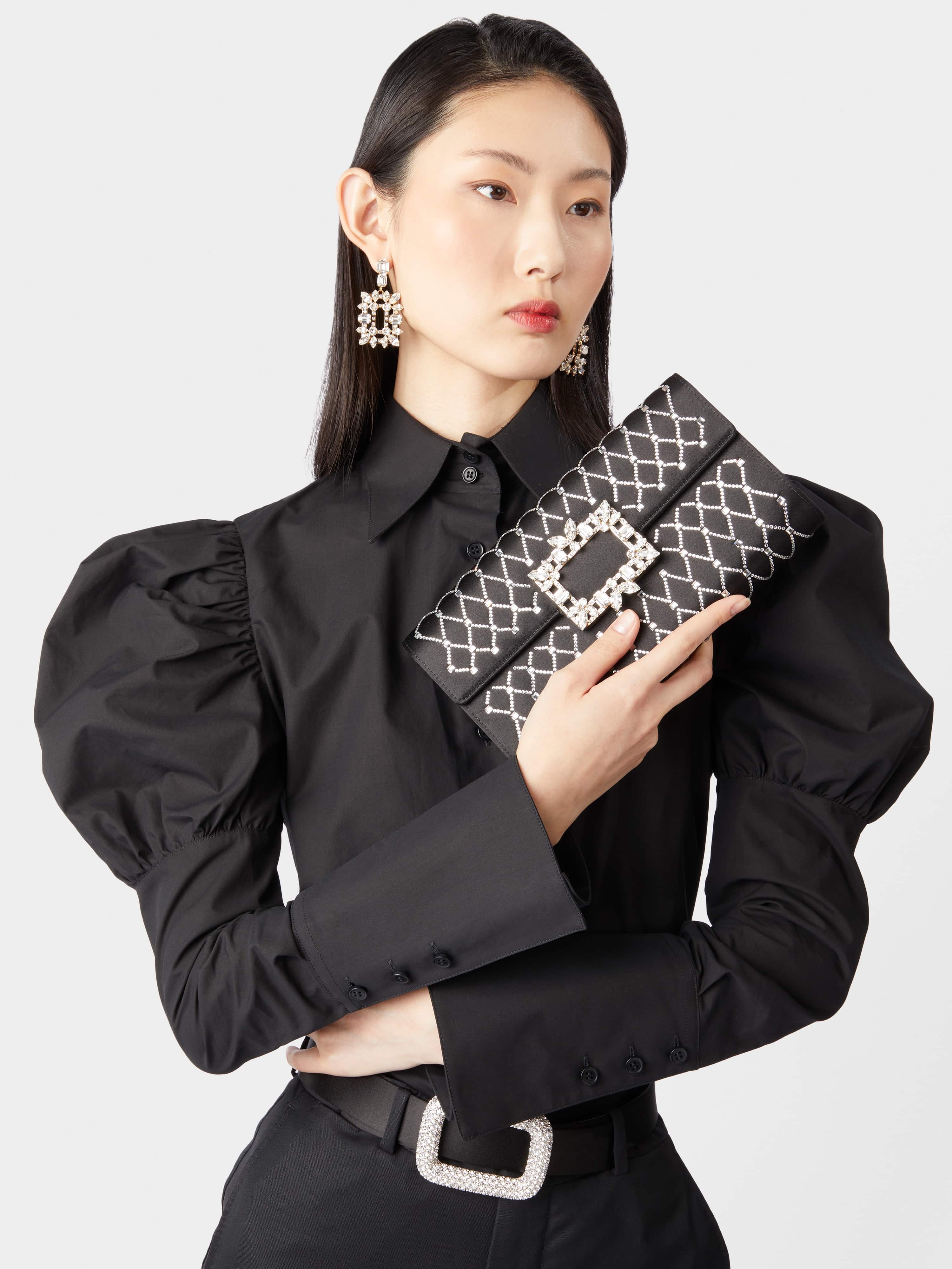 Broche Vivier Buckle Queeny Clutch in Satin - 8