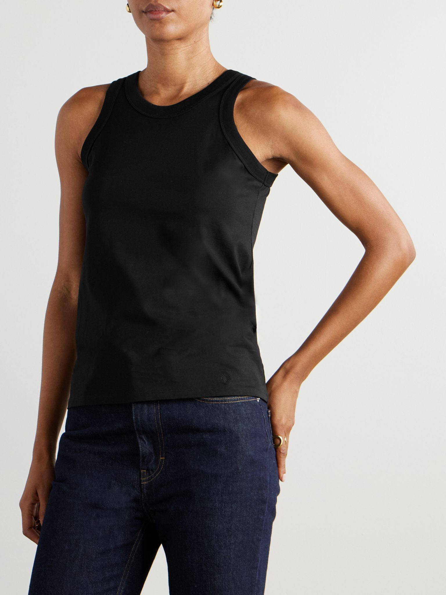 Poso Supima cotton-jersey tank top Black - 3
