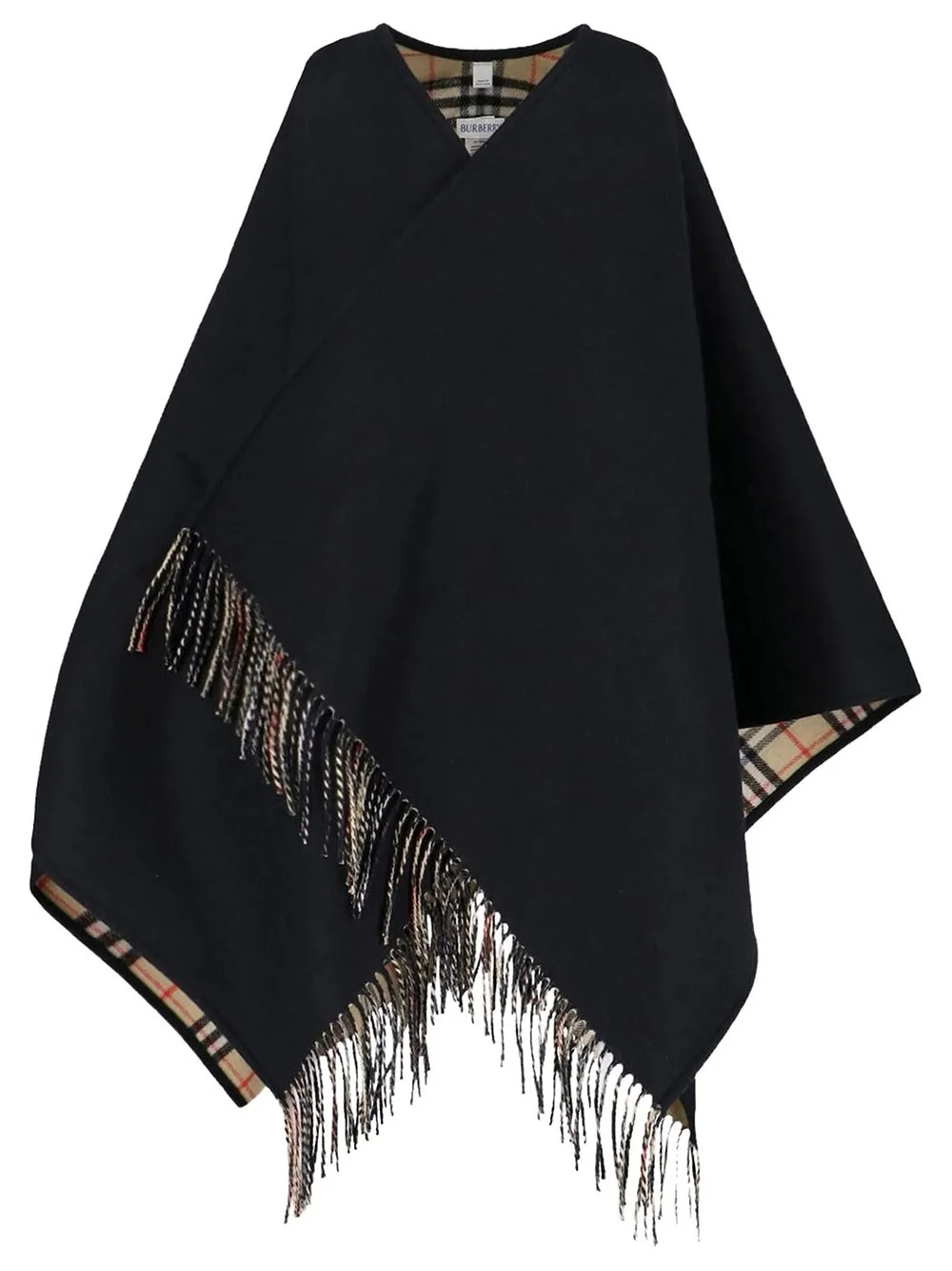 REVERSIBLE WOOL CHECK CAPE - 1