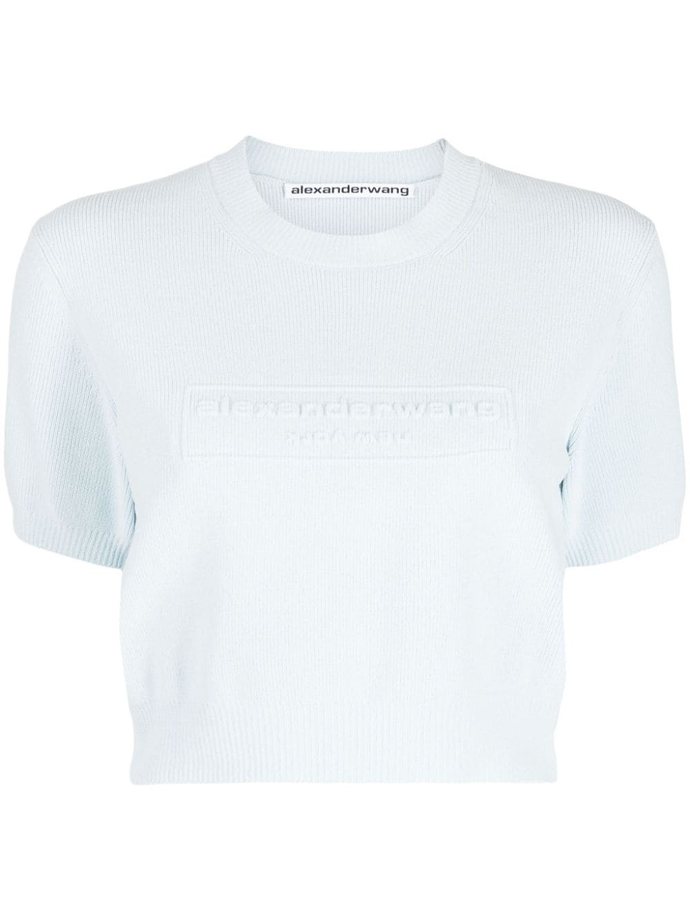 ALEXANDER WANG Women Embossed Logo Ribbed SS Tee - 1