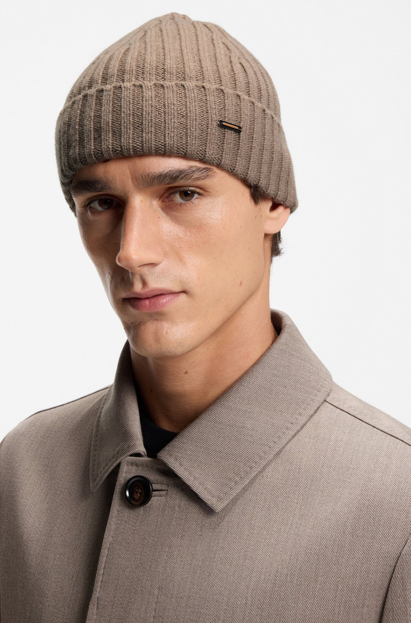 CASHMERE BEANIE HAT WITH RIBBING 3