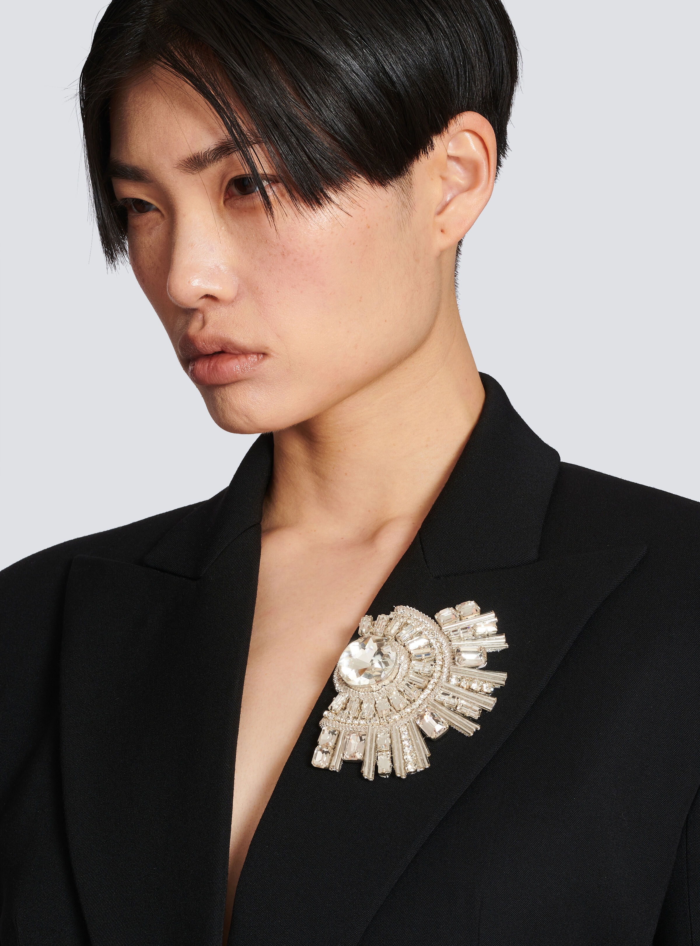 Wool double-breasted blazer with badge - 7