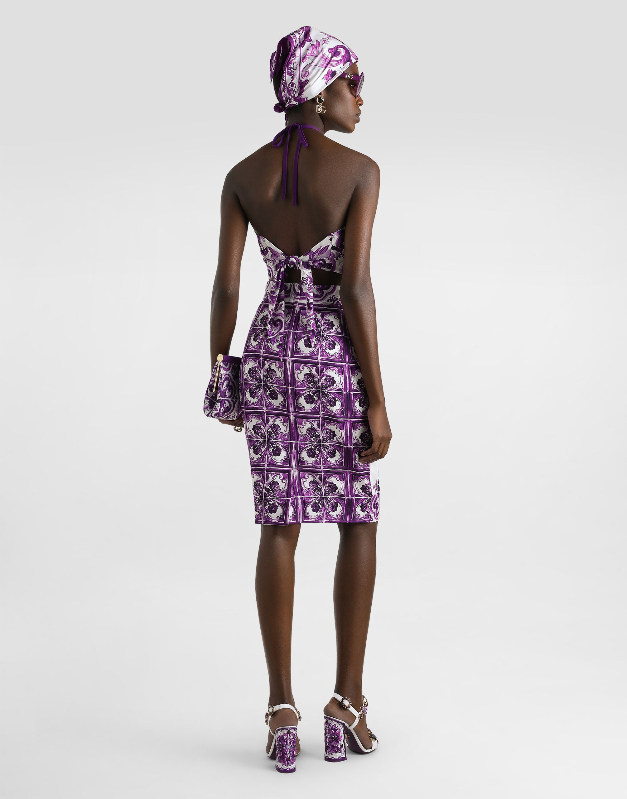 Majolica-print fitted skirt - 3