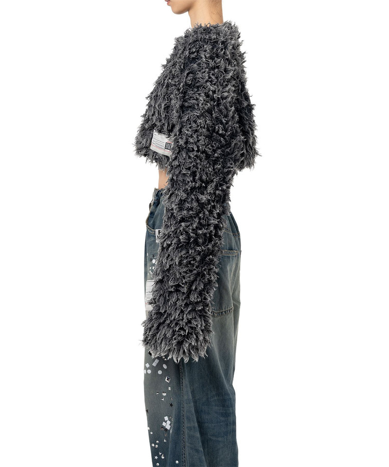 Bleached Shaggy Cropped Knit Sweater 4