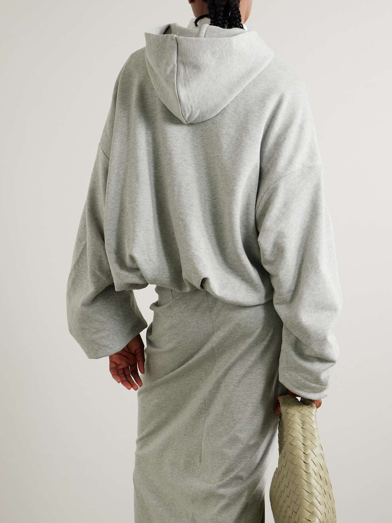 Oversized gathered cotton-jersey hoodie - 3