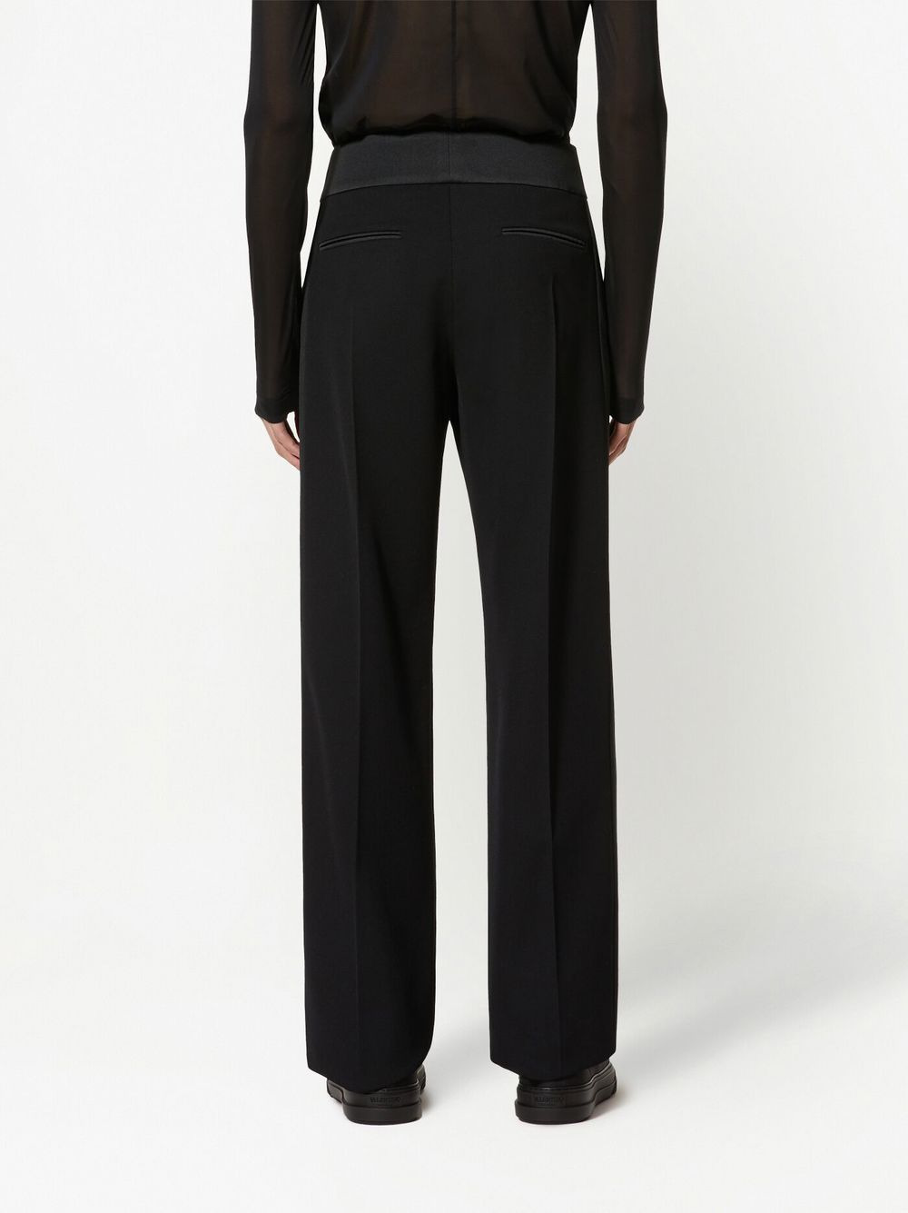 contrasting-waistband straight-leg trousers - 4